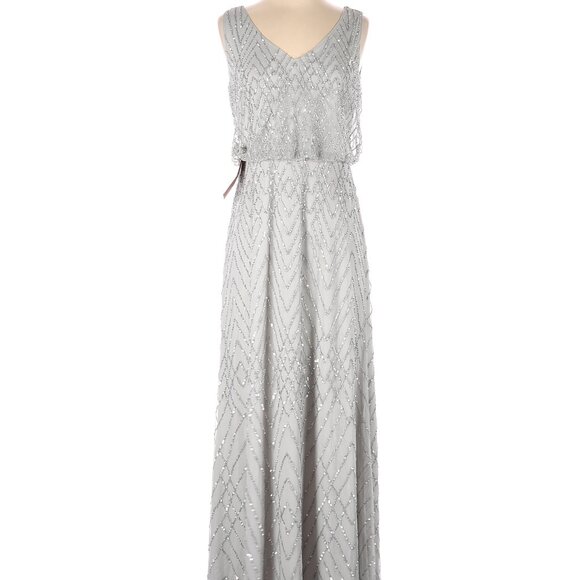 BHLDN Dresses & Skirts - *Donating Soon - Make Offer* Antropologie Blaise Dress Silver Grey Beaded 6